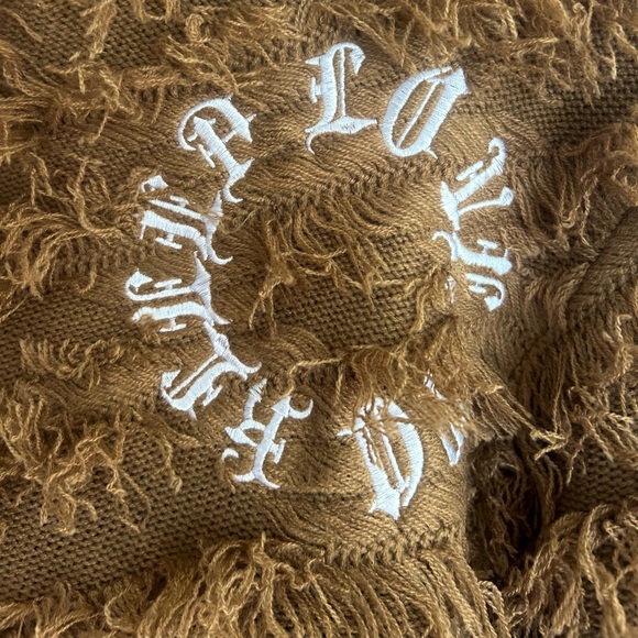 KLEEP Premium Thread Brown Shaggy Fringe Embroidered Pullover Streetwear Men’s S - Picture 6 of 15